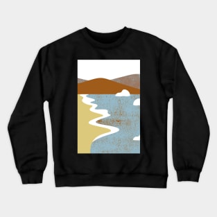 OceanSide - Seaside Beach - Landscape Art - Mountains Hiking - Sunset Adventure - Blue Lagoon - Seaside Art - Sunrise Mountains Crewneck Sweatshirt